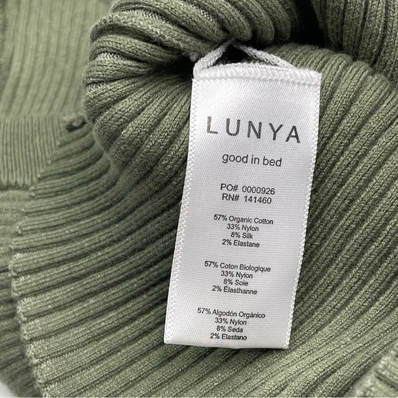 LUNYA Cozy Cotton Silk Crop Ribbed Tank Top Green Comfy Luxury Lounge  Summer - Picture 8 of 10